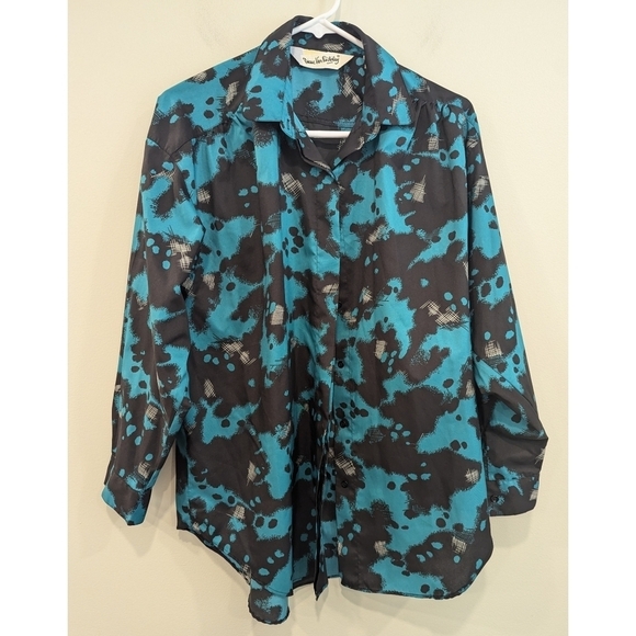 Diane Von Furstenberg Vintage Polyester Button Down Shirt Size Medium - Picture 1 of 6